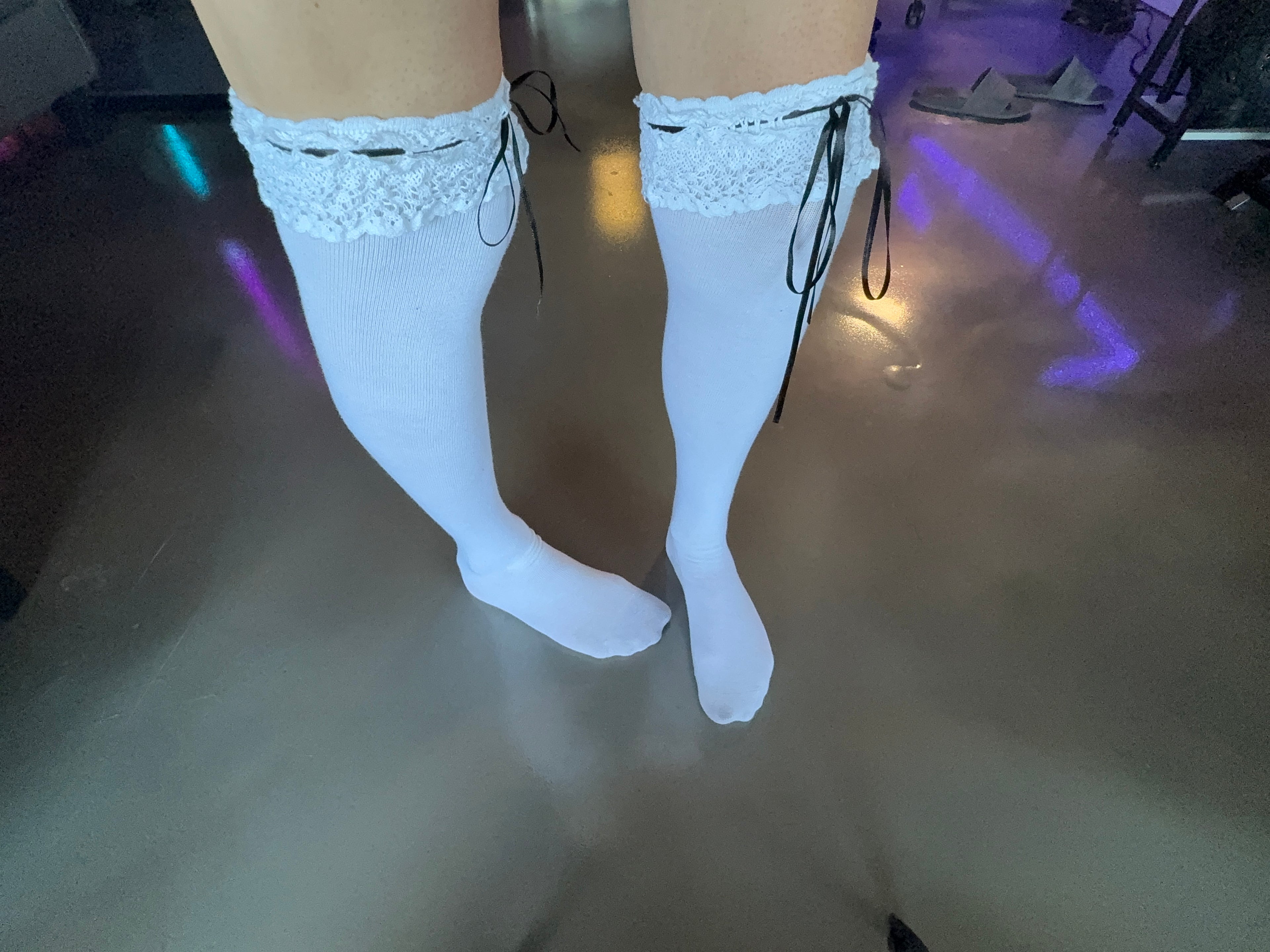 White Knee-High Tie Socks